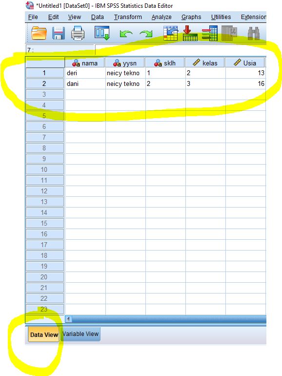 Contoh pemasukan data