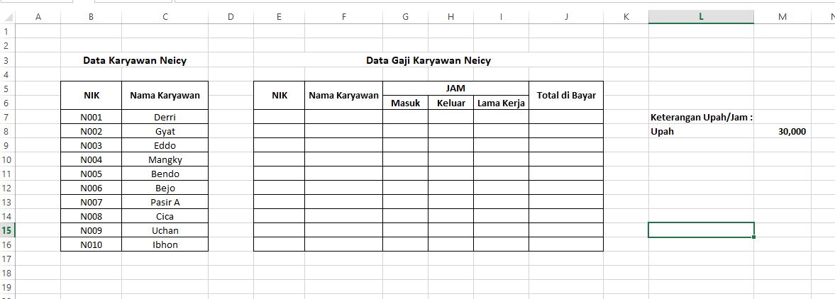 Desain Aplikasi Perhitungan Gaji Per Jam Karyawan