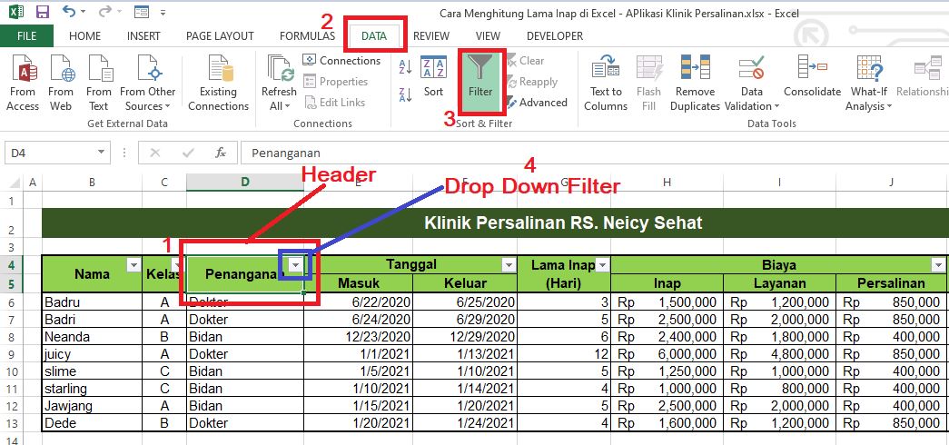 Mencari data sesuai kriteria tertentu Auto Filter di Excel