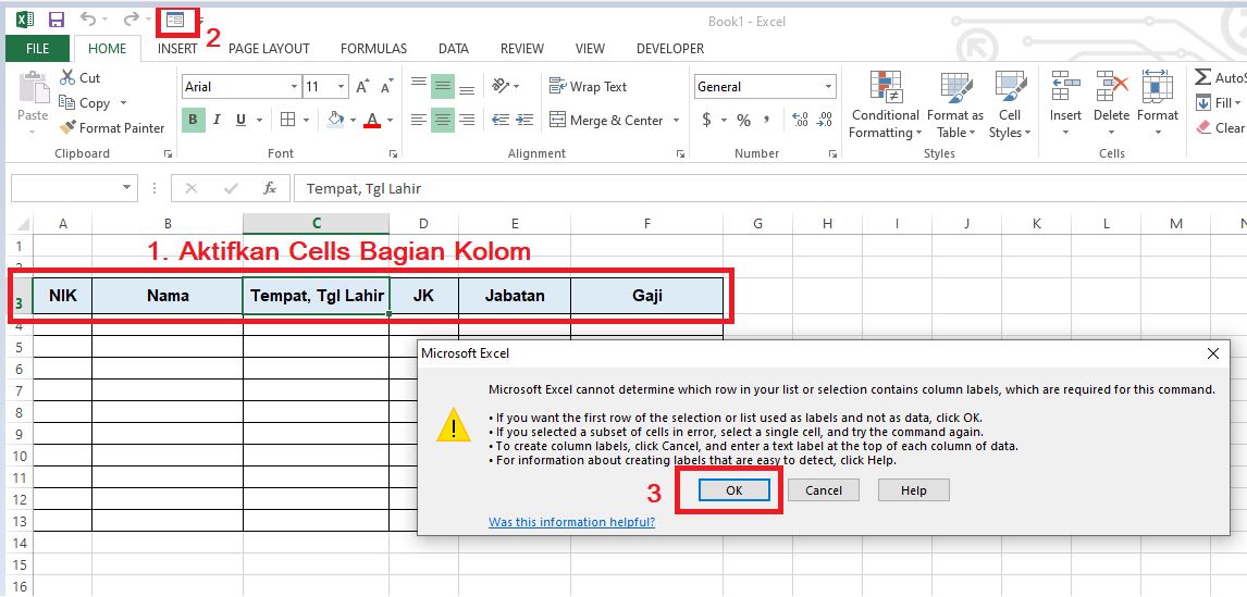 Cara menggunakan Form Excel