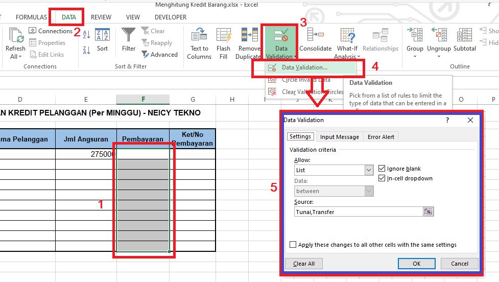 Drop Down List Excel