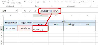 Menghitung selisih tahun di antara dua tanggal