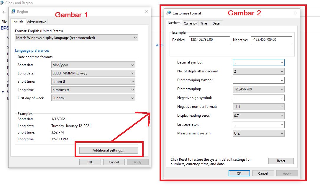 Setting Region and Language untuk excel