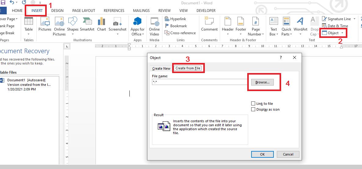 Menambah dan memutar video secara offline di word