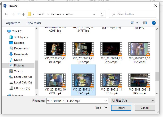 Menambahkan Video ke Word offline