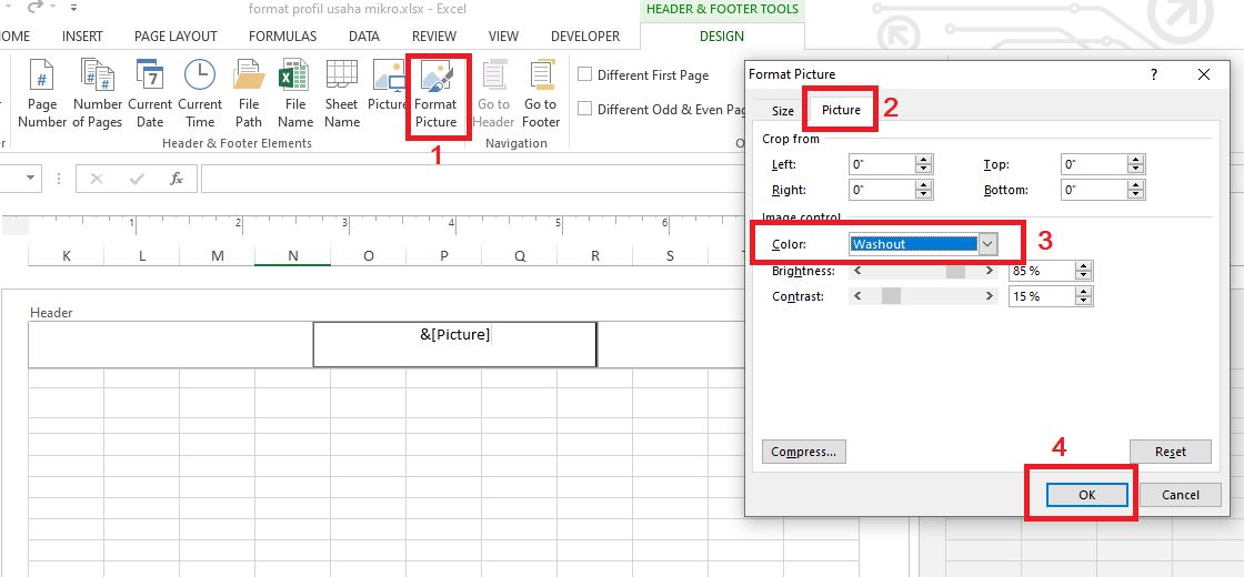 Watermark Gambar di Excel