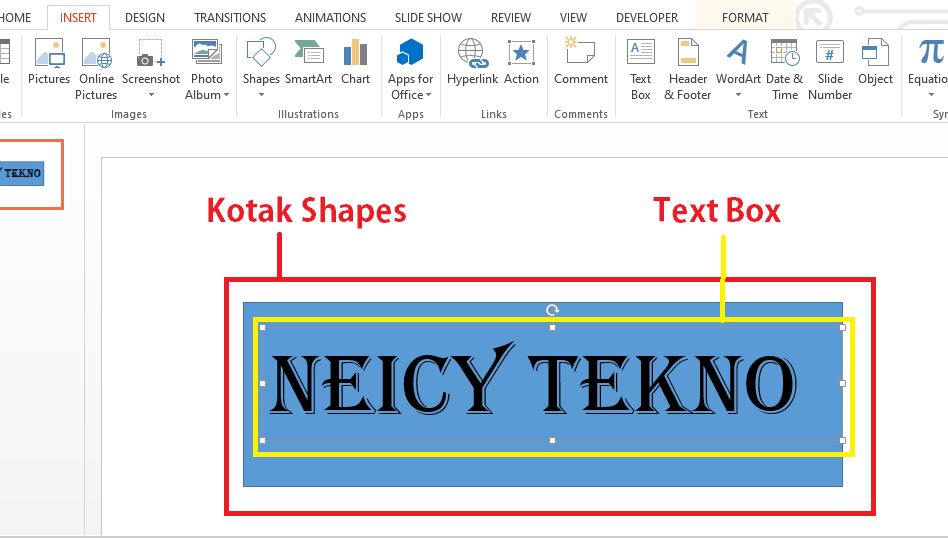 Memasukan Teks ke Shapes