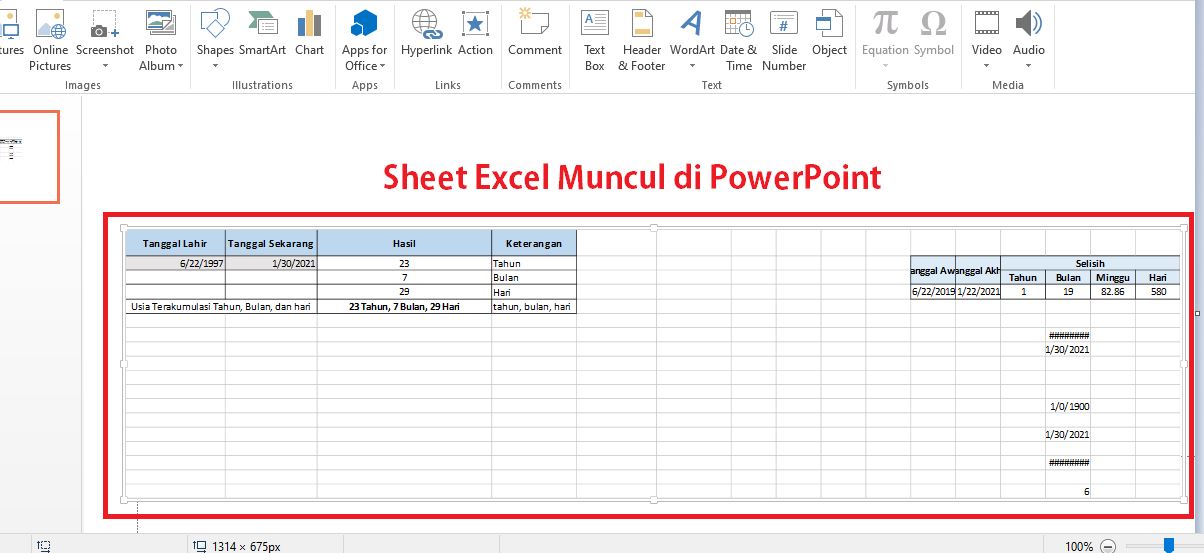 Menampilkan Sheet Excel di PowerPoint