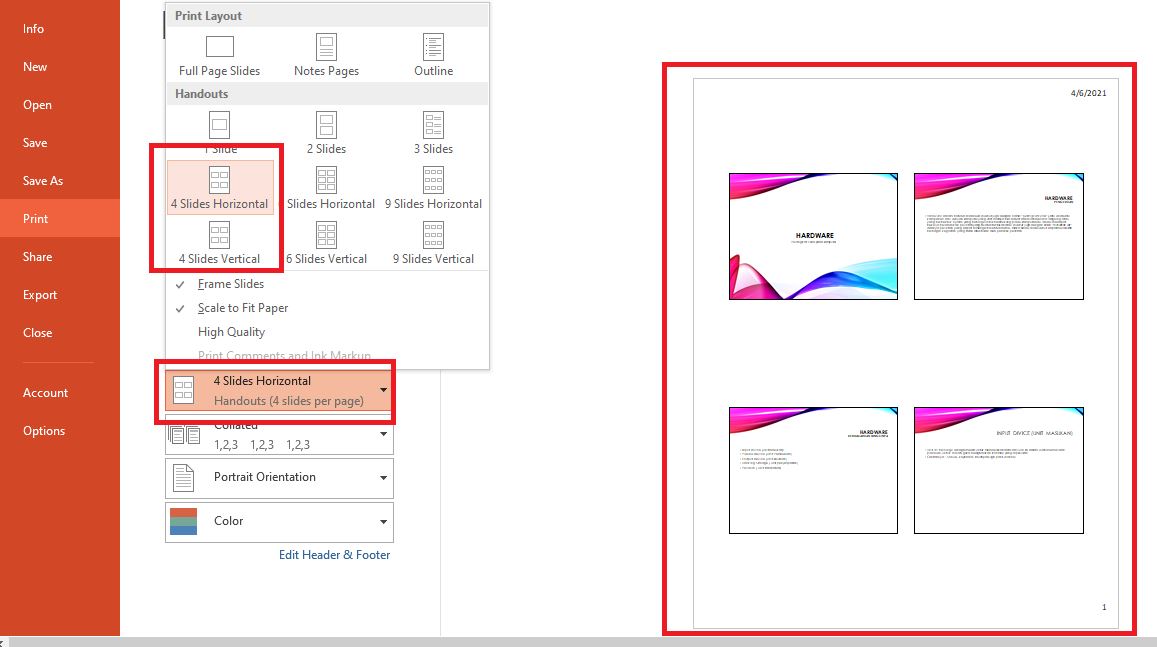 Cara Ngeprint Power Point 1 Kertas 4 Slide