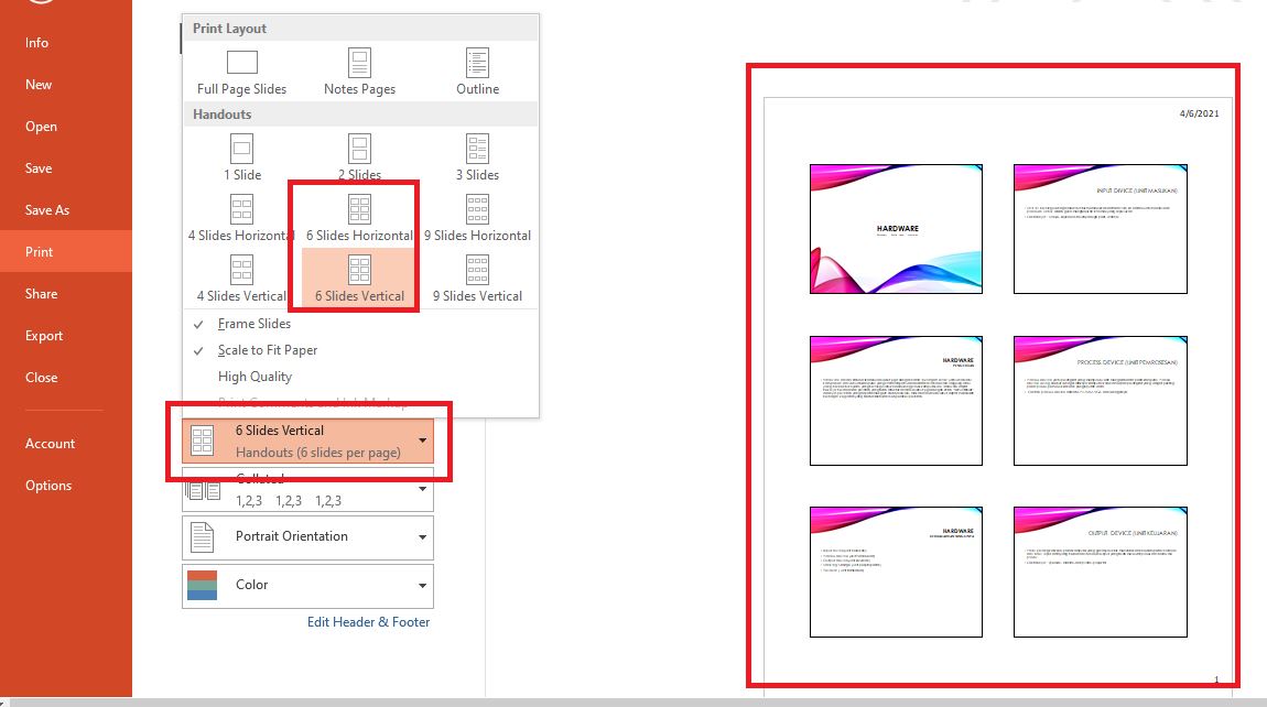 Cara Ngeprint Power Point 1 Lembar 6 SLide