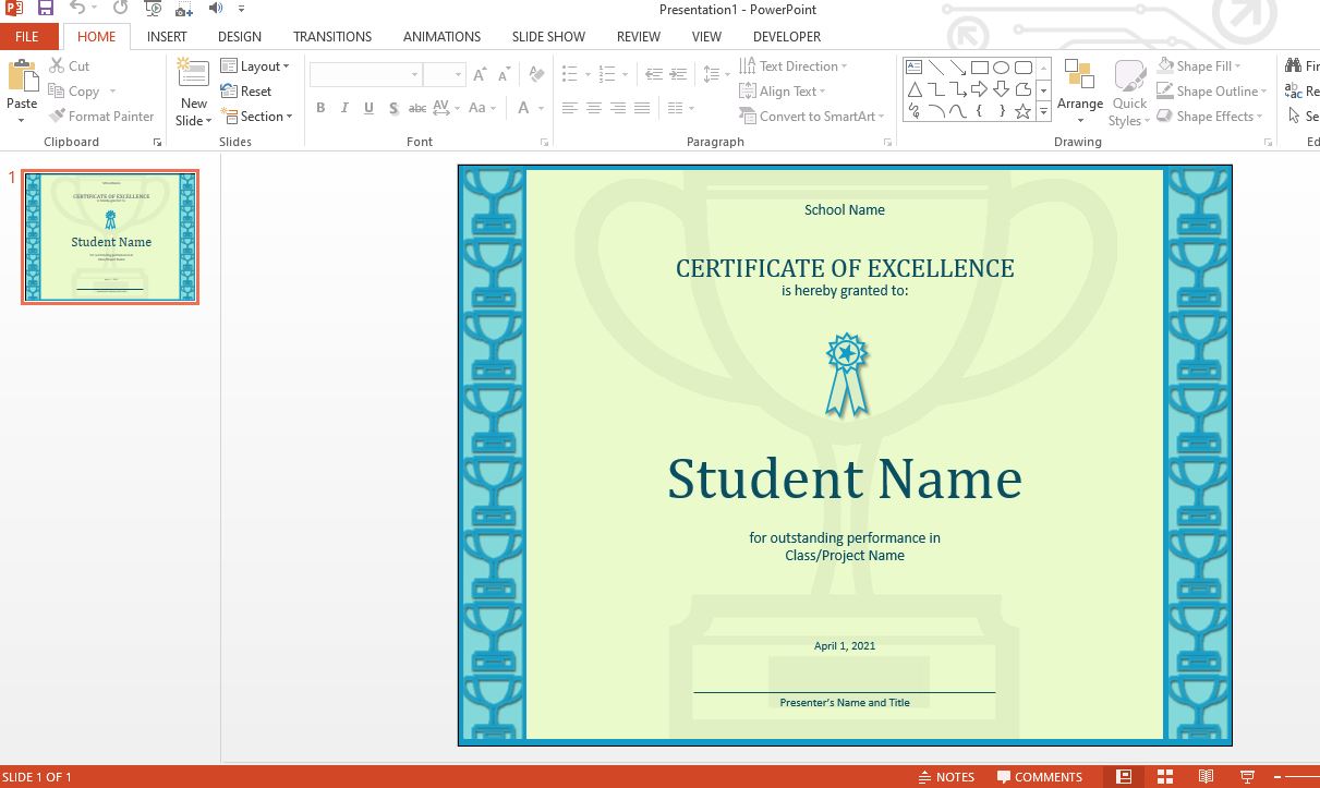 Sertifikat di PowerPoint