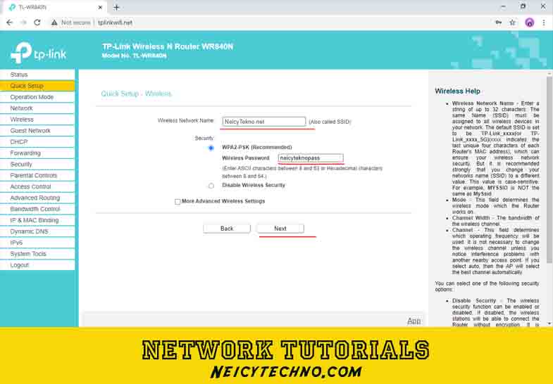Setup SSID and Password Wifi