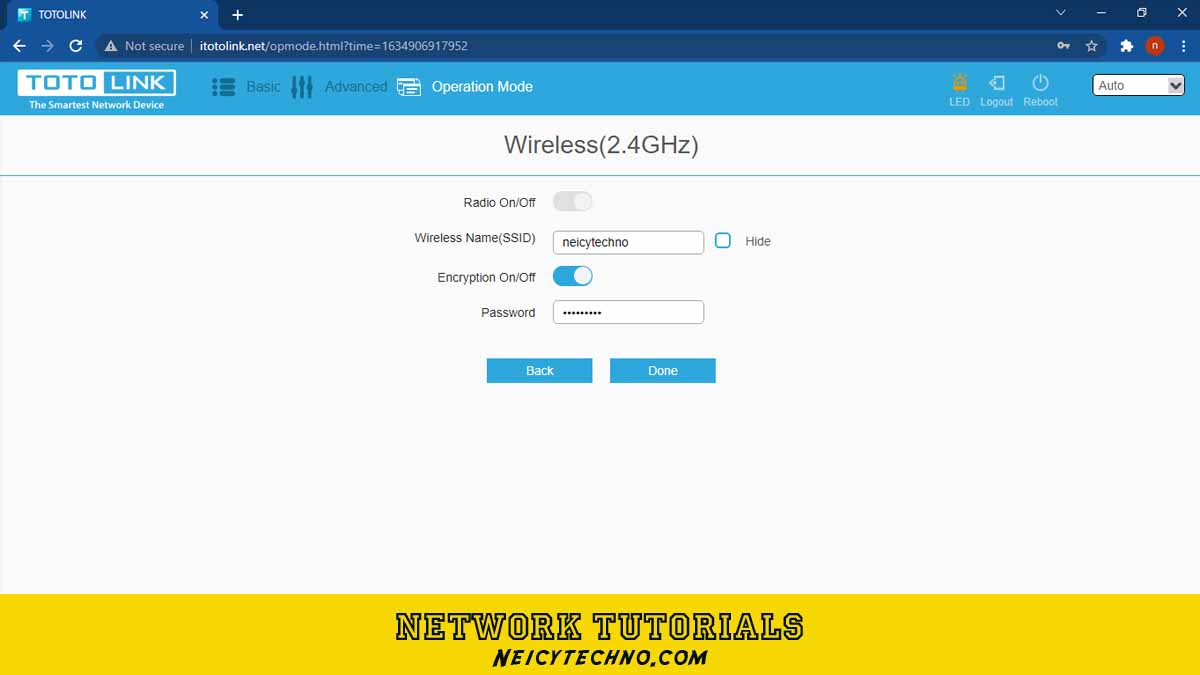 mengatur ssid dan password