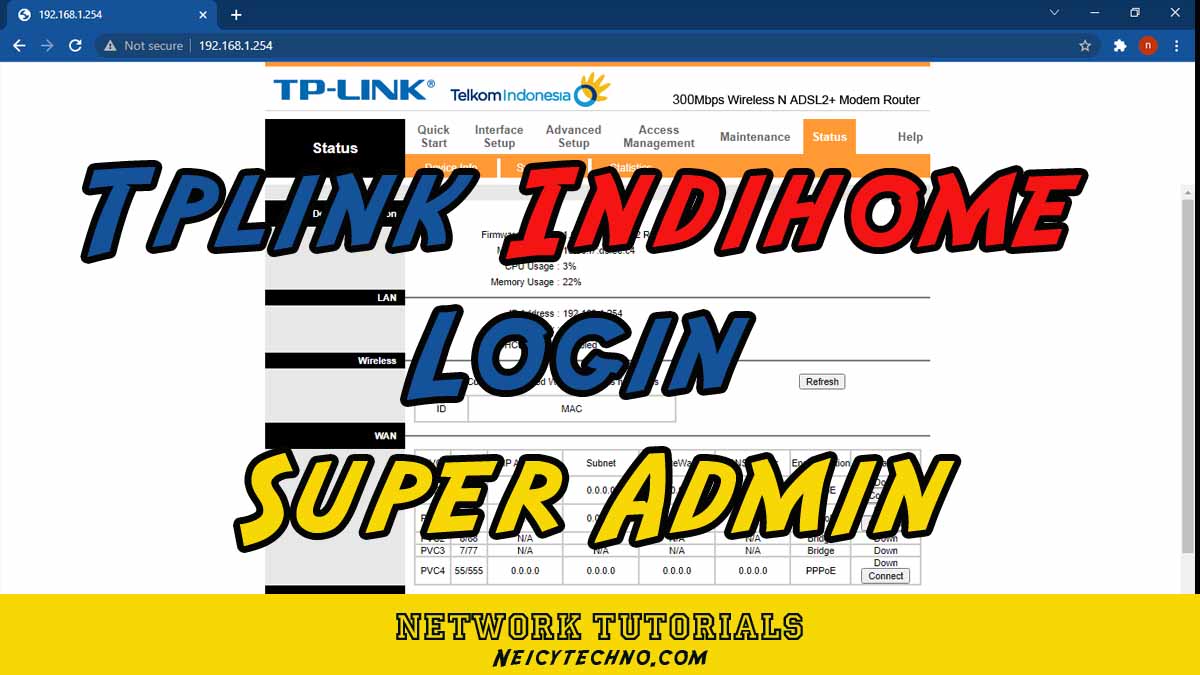 cara login modem tplink indihome