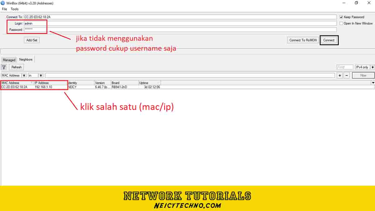 Cara mudah login mikrotik winbox