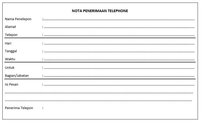 Contoh Nota Penerimaan Telepon
