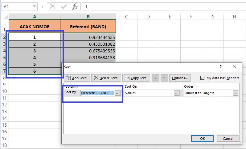 Rumus Fungsi RAND di Excel
