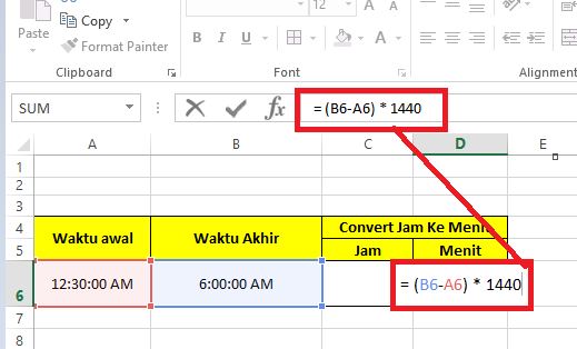 Mengubah Jam ke Menit di Excel
