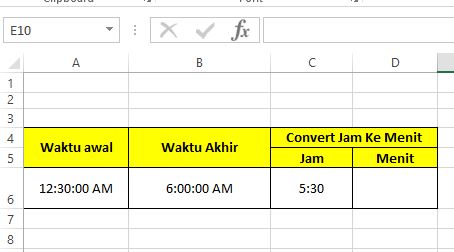 merubah jam ke menit