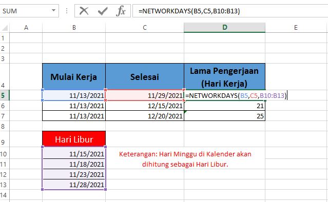 Menghitung jumlah hari efektif