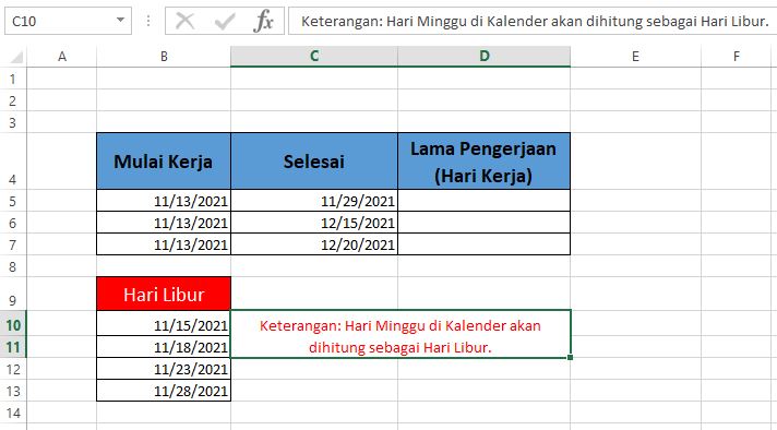 Cara Menghitung Jumlah Hari Kerja Efektif di Excel dengan Rumus NETWORKDAYS