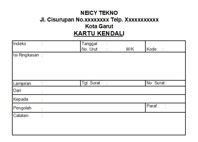 Contoh Kartu Kendali