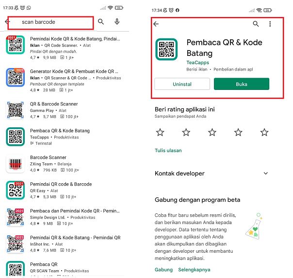 Aplkasi Scan Barcode android