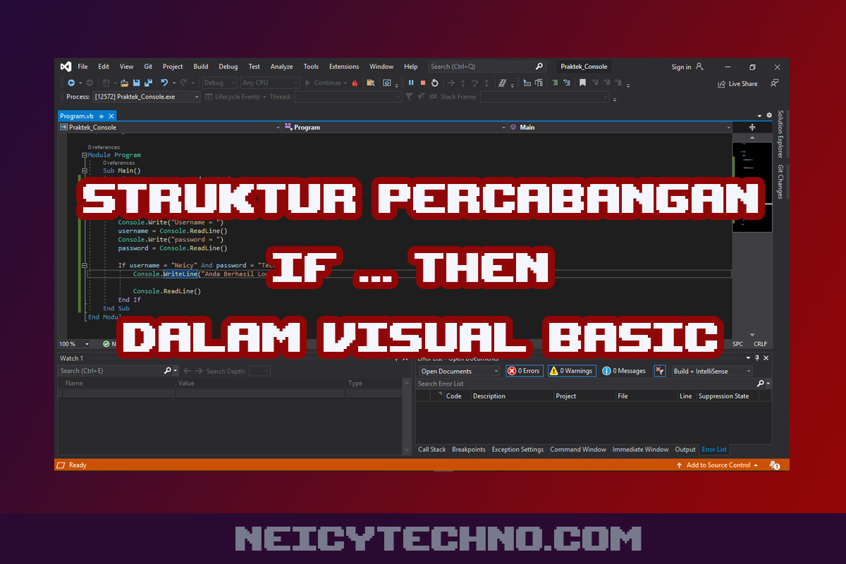 Penggunaan IF Then Dalam Visual Basic