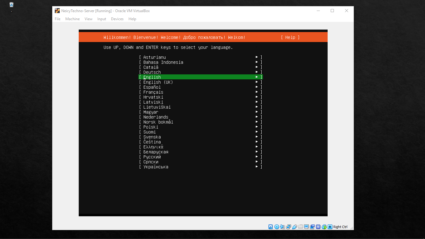 memilih bahasa server