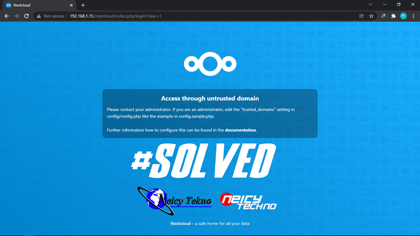 Mengatasi Error Nextcloud Access through untrusted domain