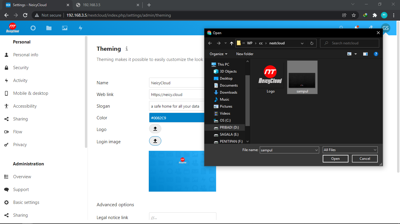 Upload File Background nextcloud modifikasi