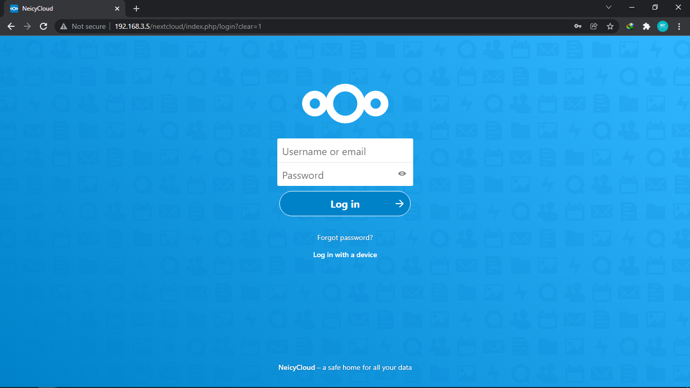 Tampilan Login Nextcloud