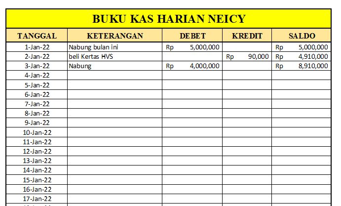 Contoh Format Buku Kas