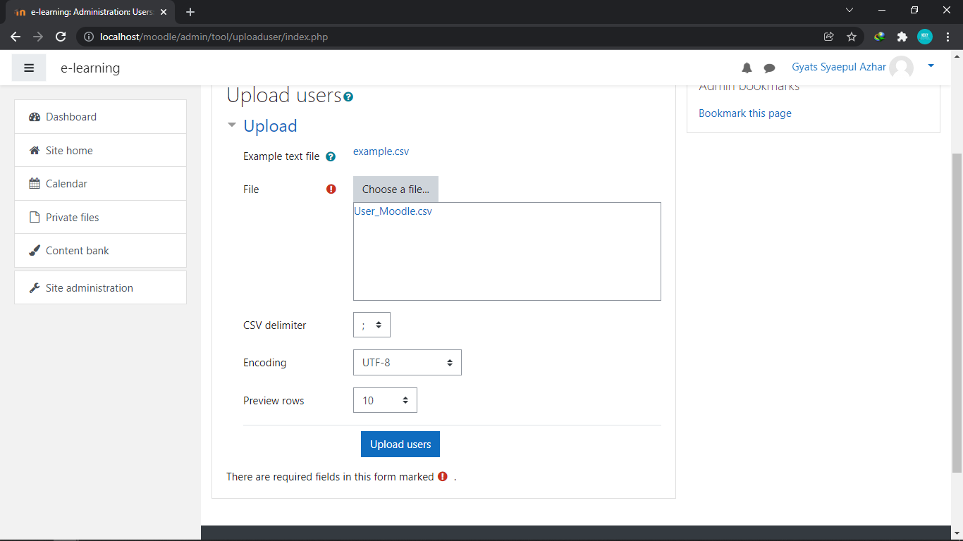 upload user moodle menggunakan csv