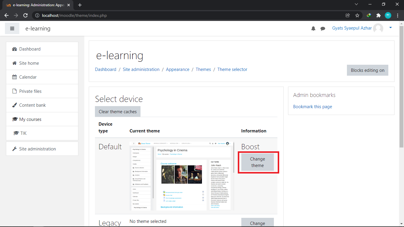 Mengganti Tema Moodle