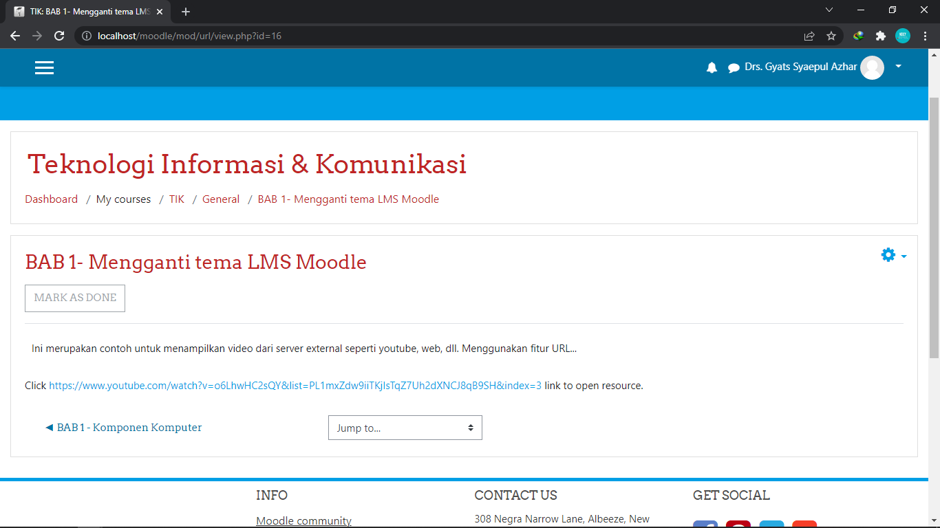 menampilakn link external di LMS moodle