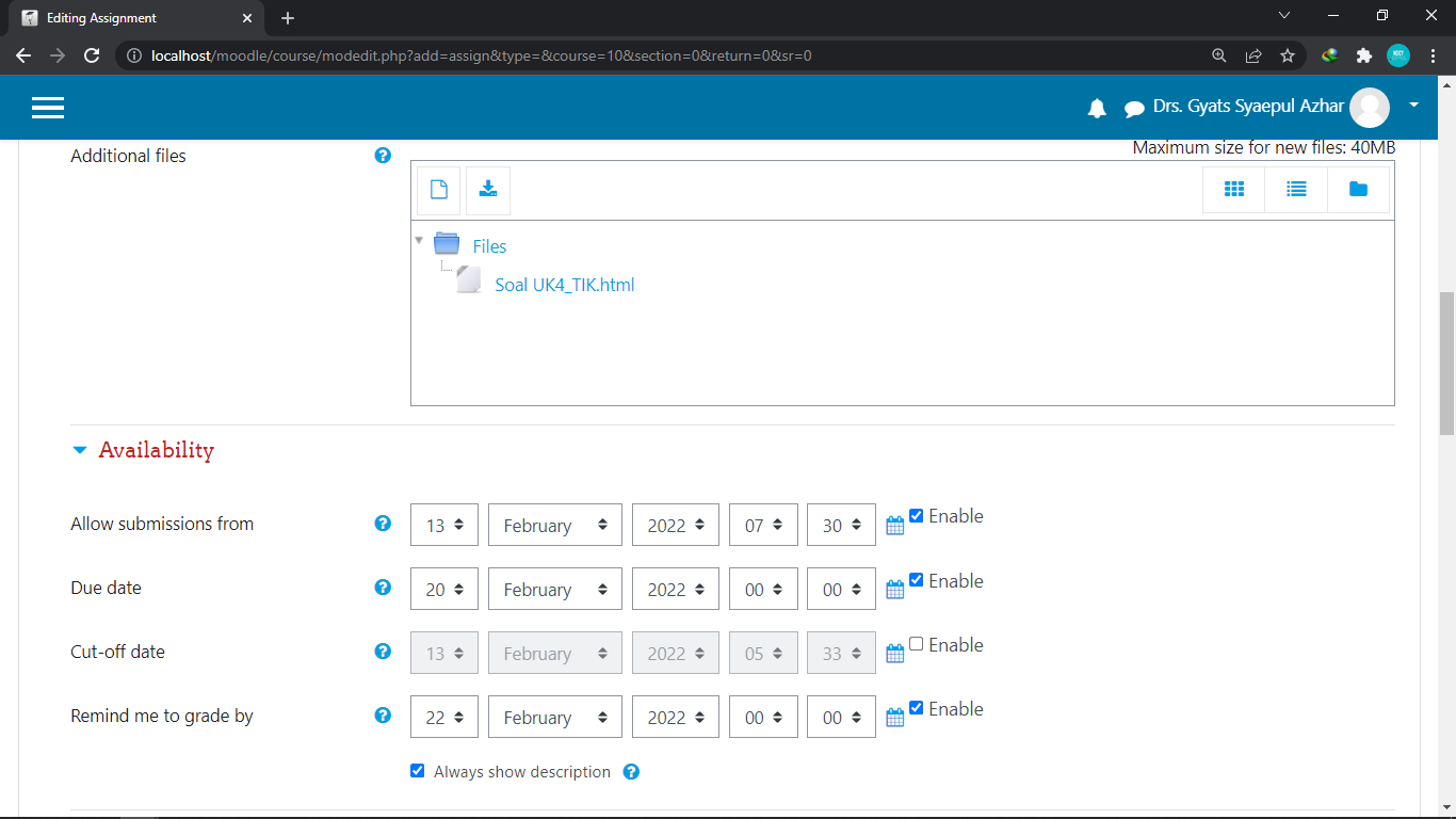 mengelola modul assigement moodle 2