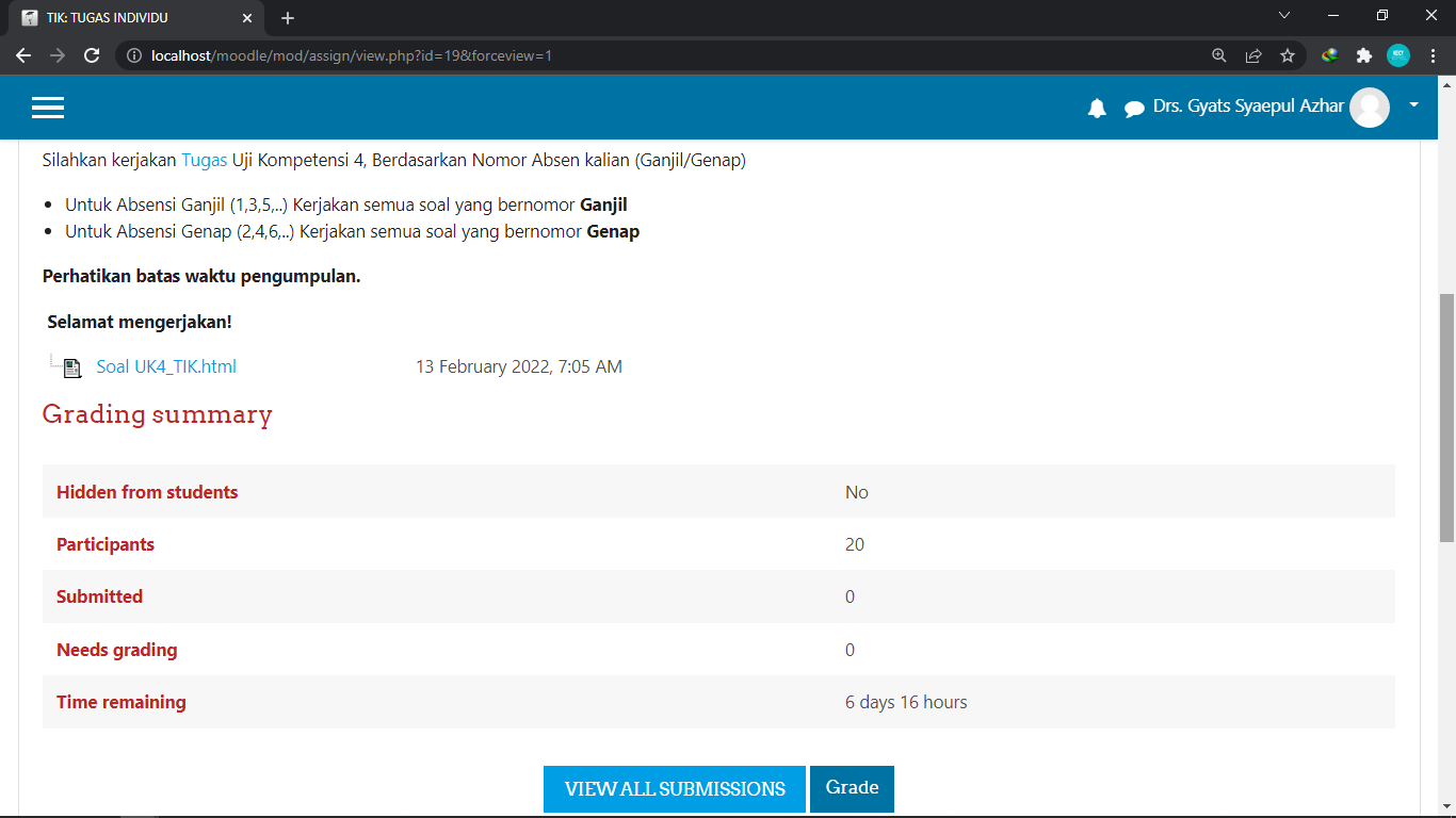 membuat assigment moodle