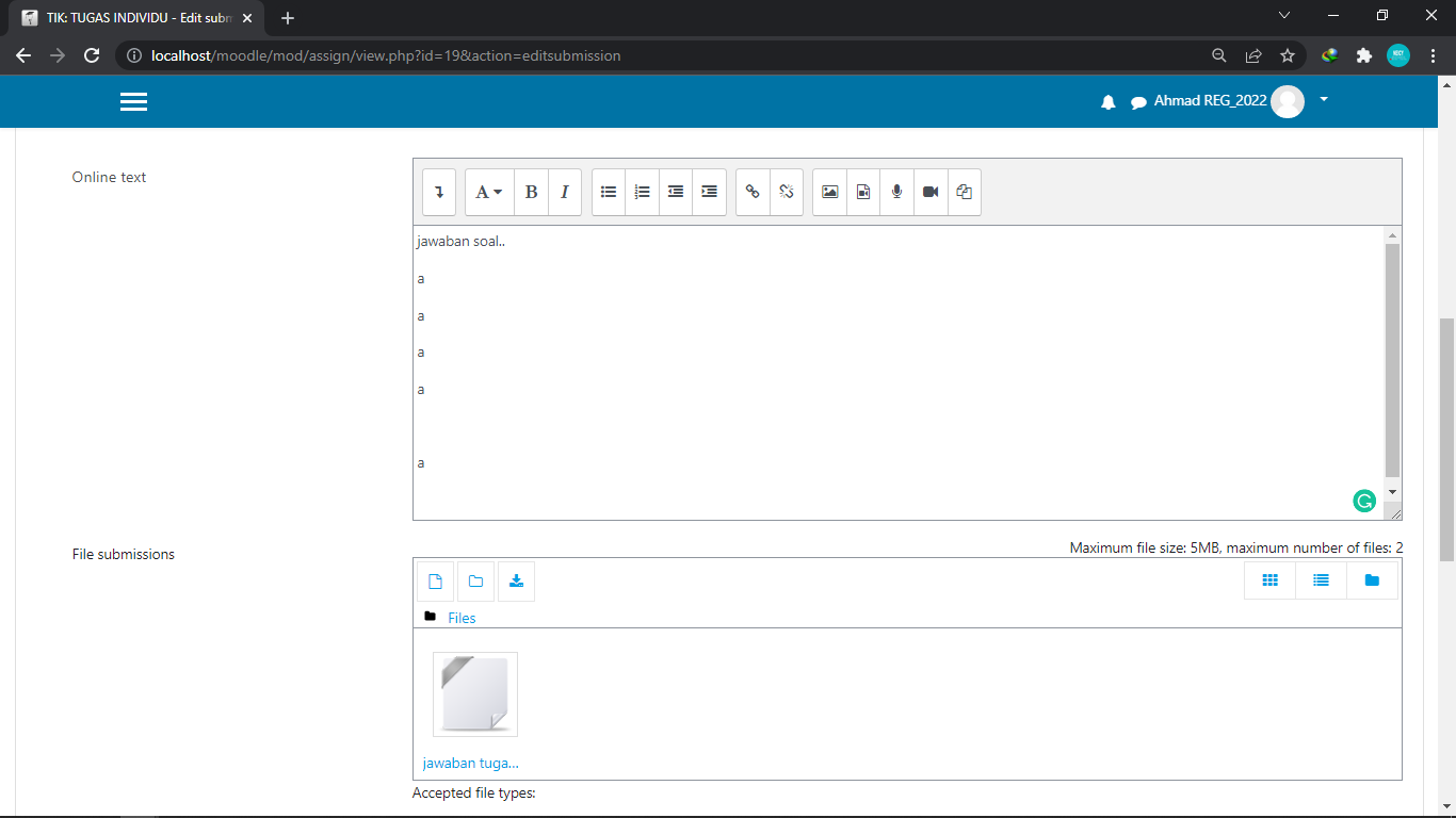 membuat assigment moodle 4