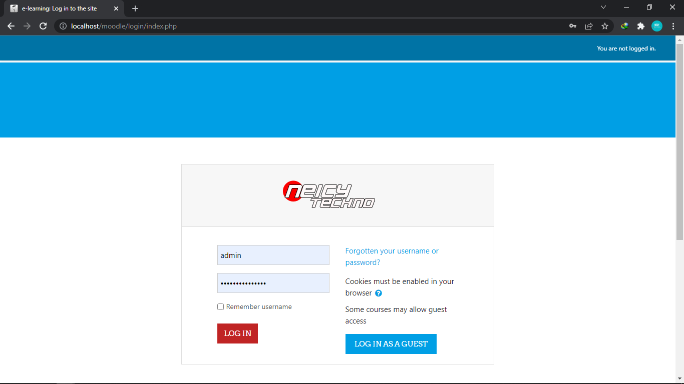 Tampilan Login Moodle Modifikasi