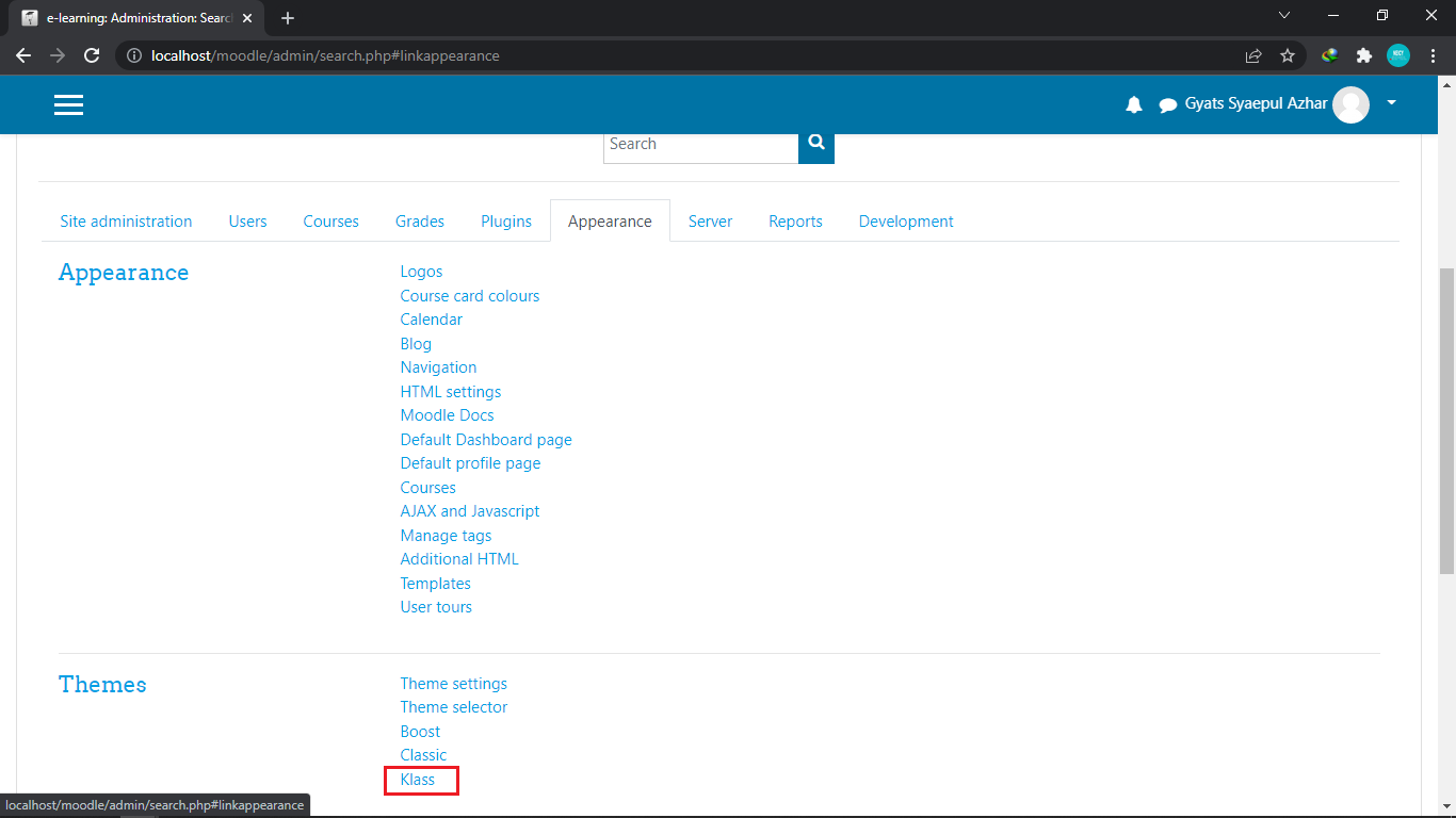 modifikasi identitas moodle tema klass