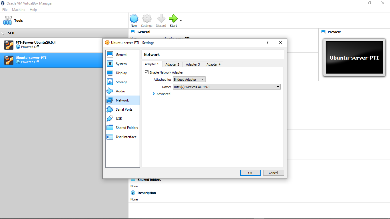 Menggunakan bridged adapter wirless virtualbox