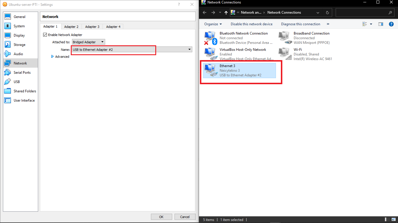 bridged adapter jaringan virtualbox dengan usb lan