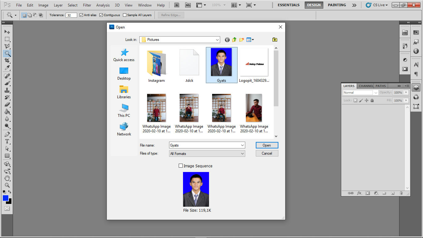 Memasukan foto dari komputer ke Photoshop