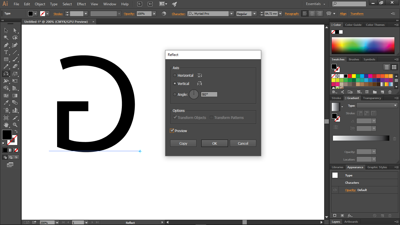 Tutorial Cermin Objek Di Adobe Illustrator Cara dua