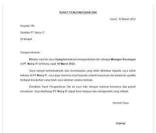 Download Contoh Surat Pengunduran Diri Kerja yang Baik dan Sopan (Download File doc)