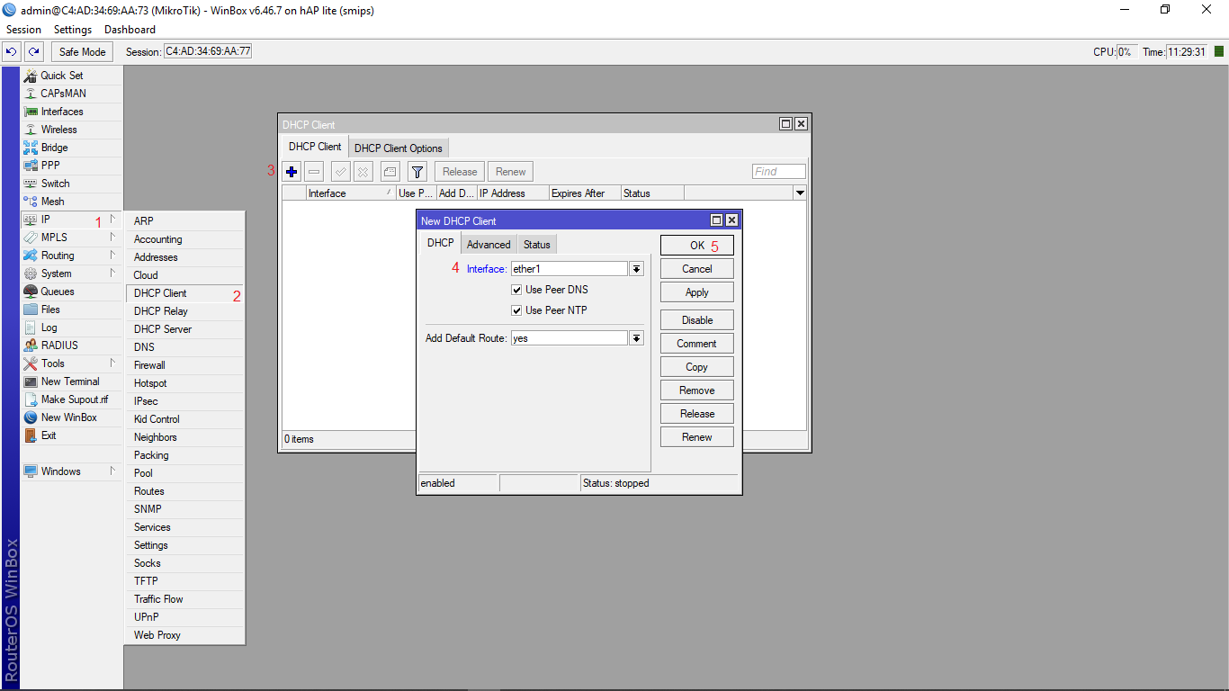 Setting DHCP Client Mikrotik