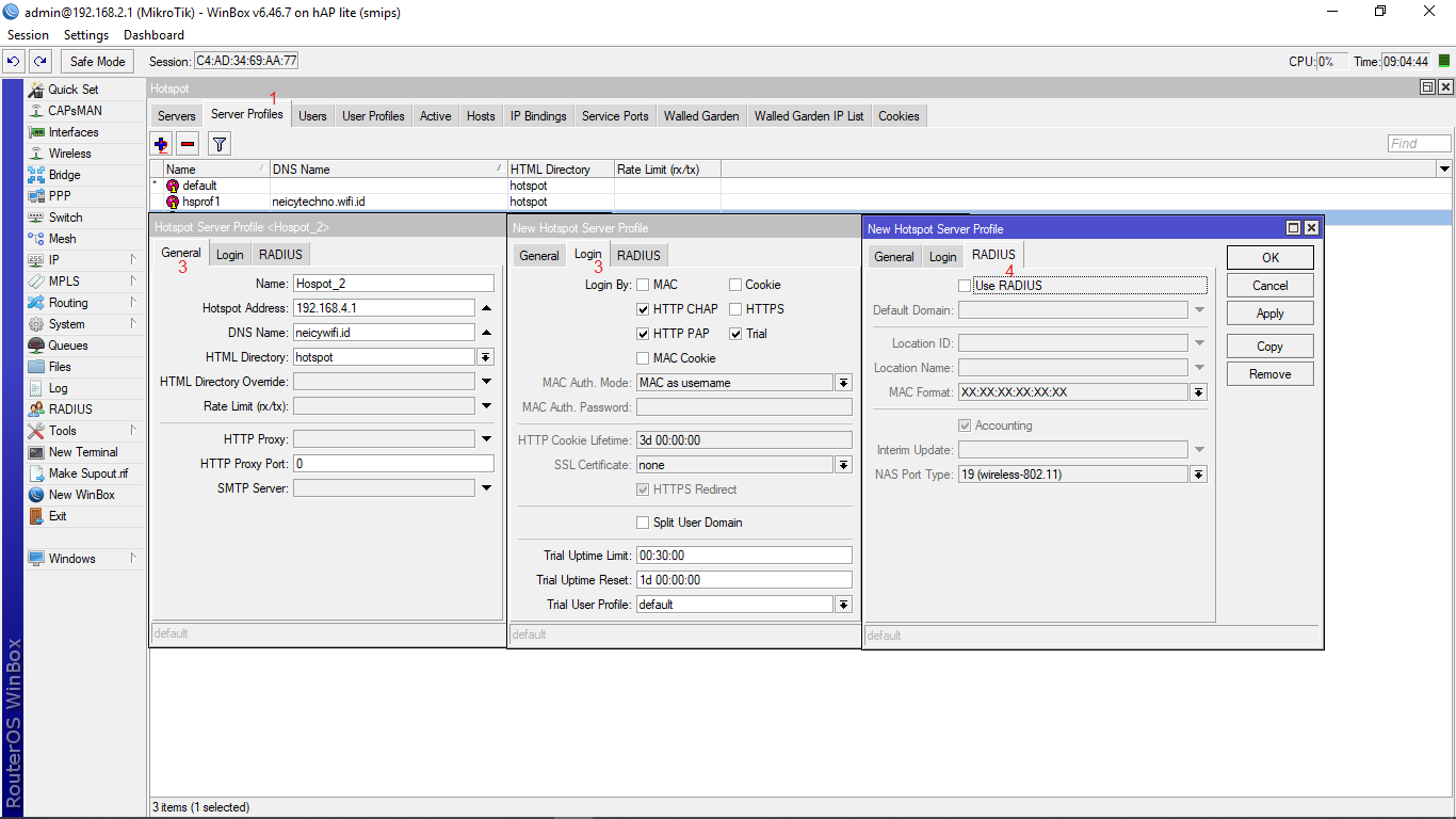 Setting server profile mikrotik hotspot