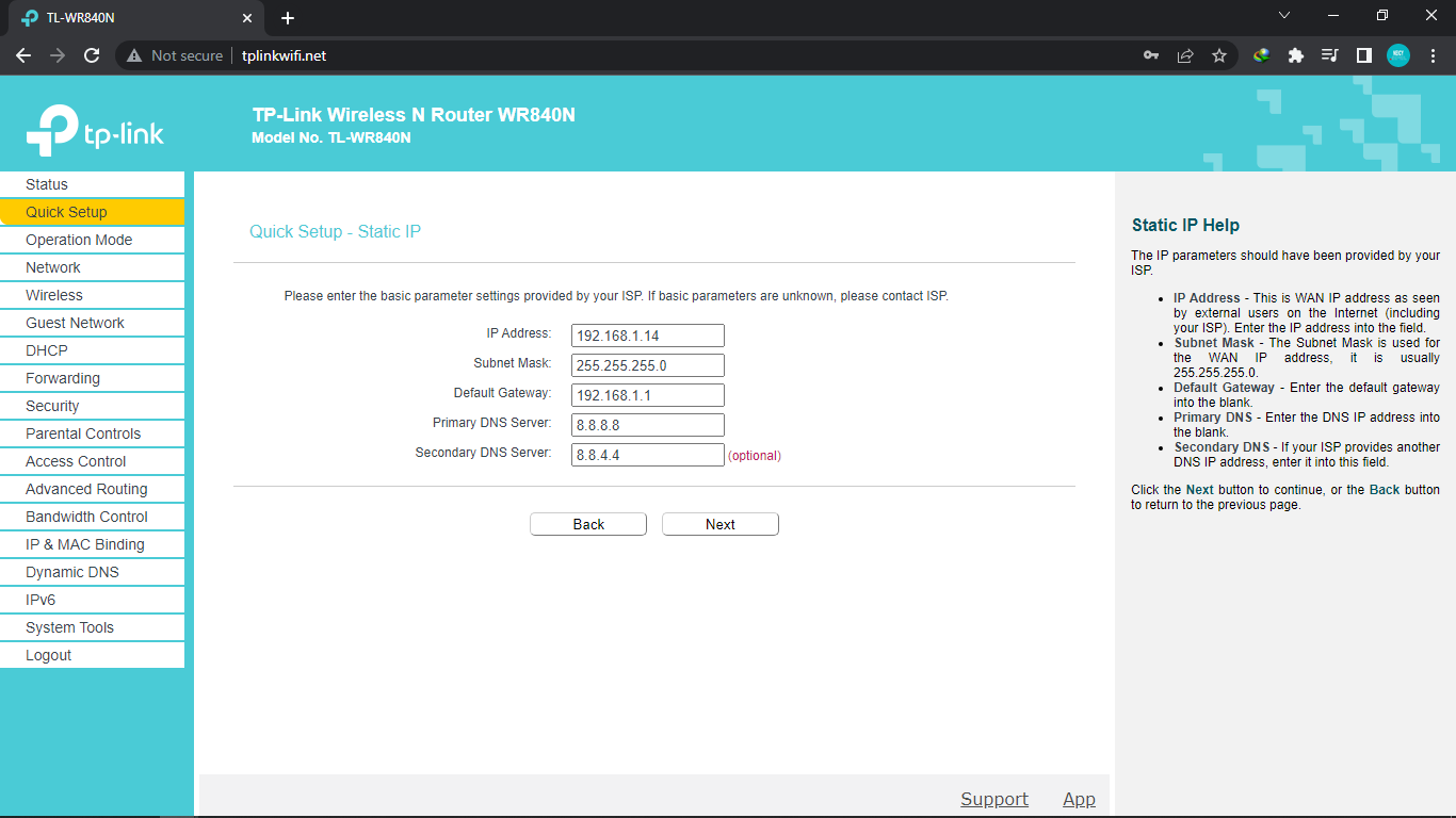 Setting Ip Static Tplink Wr840n