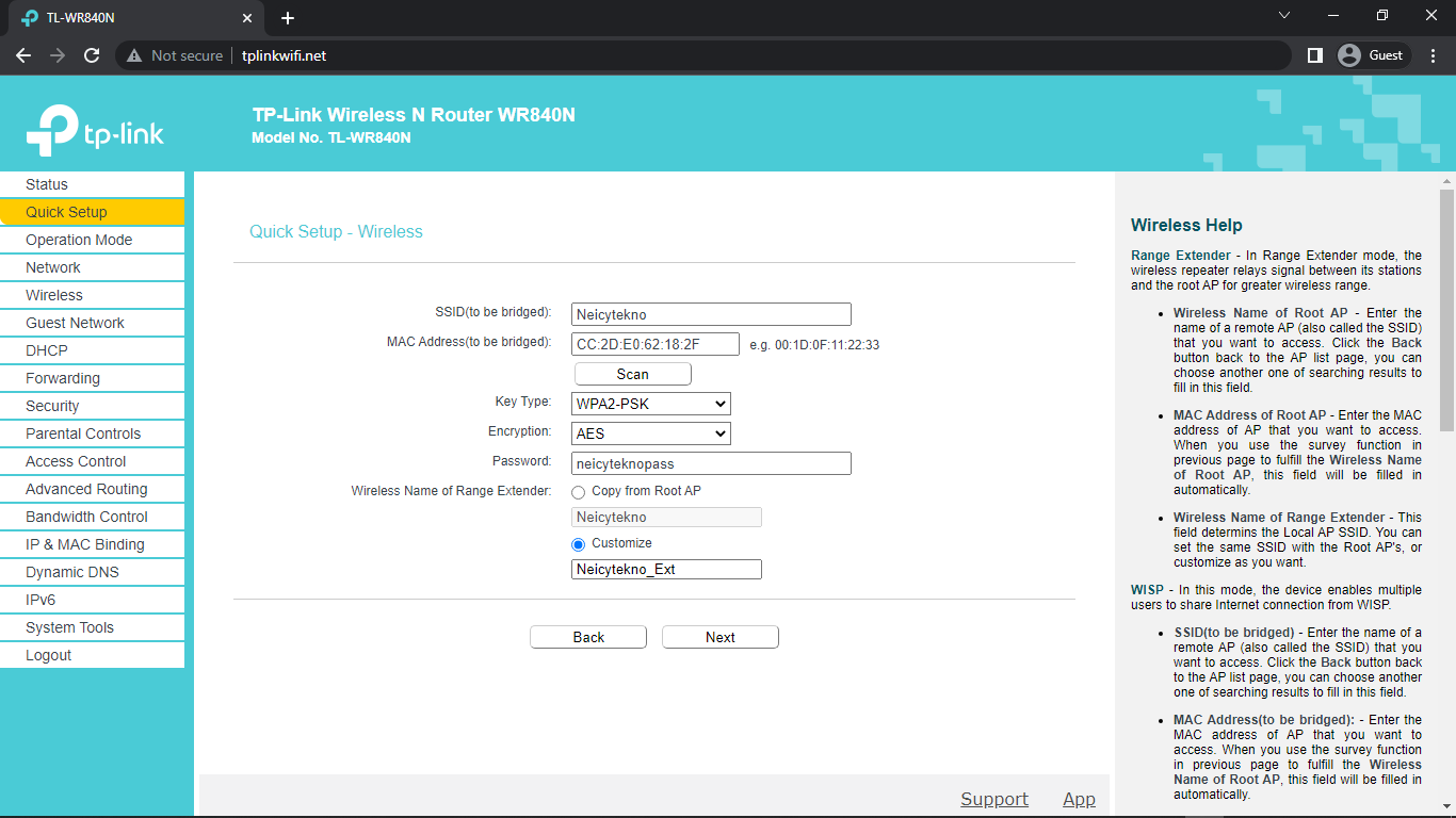 Setting Range Extender Tplink